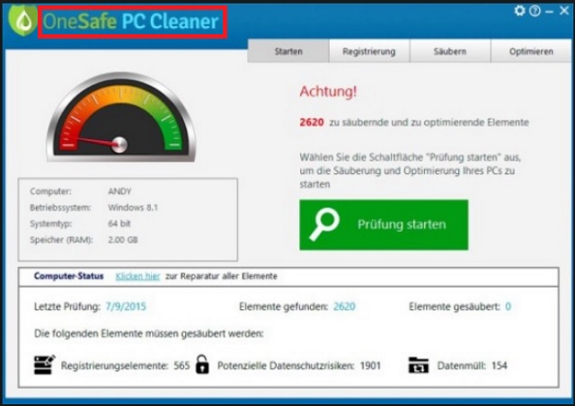 onesafe pc cleaner uninstall